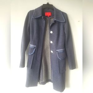 Z Spoke Zac Posen Womens Wool Navy Blue Coat Jacket Size 0